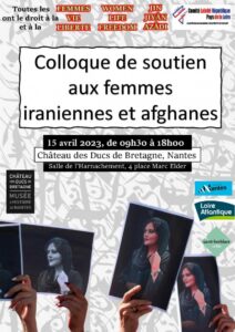 Affiche du colloque de soutien aux femmes iraniennes et afghanes
